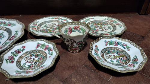 Set Platos Y Taza Inglesa Coalport Antigua Usado Oportunidad Blanco Floral (Usado)