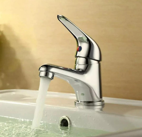 Griferia Canilla Lavatorio Monocomando Baja Baño Vanitory Acabado Cromado Color Plateado