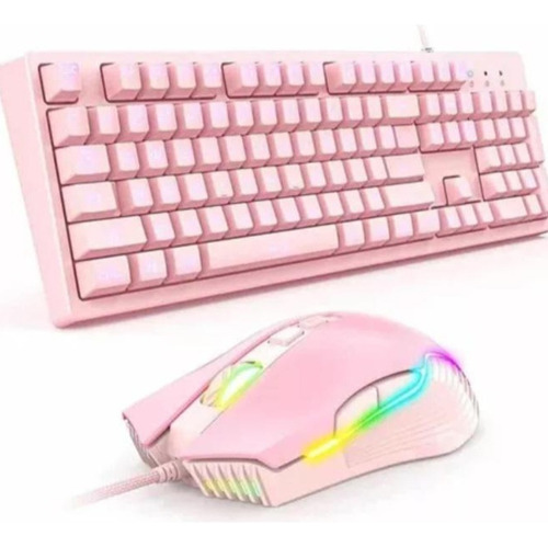Teclado Gaming Color Rosado + Mouse Onikuma (g25 +cw905)
