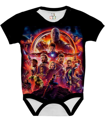 Imagem 1 de 7 de Body Camisa Bebê Infantil Personalizado Os Vingadores Hd 04
