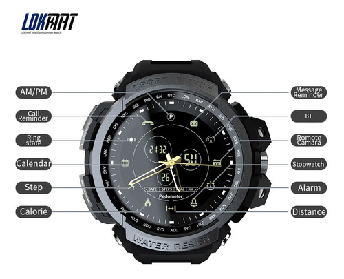 Lokmat Mk28 Reloj Inteligente Smart Watch Deporte Hombre Neg