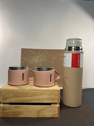 Termo De 500ml Con Set De 2 Tazas Café Agua Te Frío Caliente
