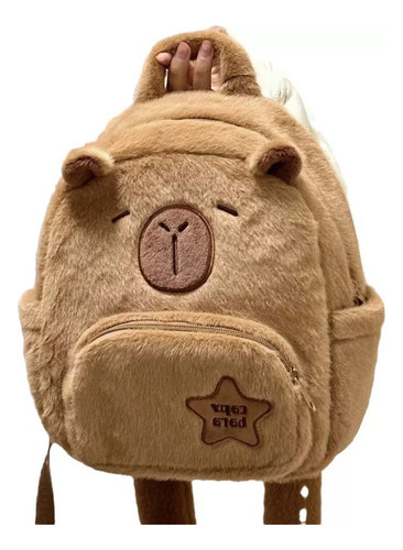 Mochila De Capibara De Felpa Para Mujer, Bolso Peludo Bonito
