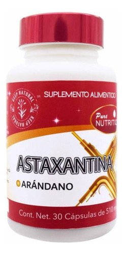 Astaxantina Arandano Pure Nutrition 30 Cap 510mg C/u Sabor Sin Sabor