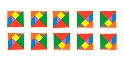 Kit 10 Tangram Madera Juego Didactico Educativo Niño Escolar