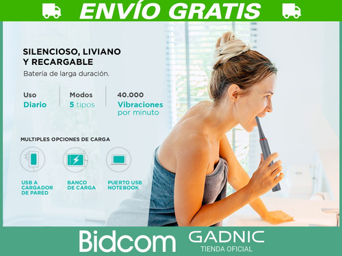 Imagen 3 de 8 de Cepillo De Dientes Eléctrico Ultrasonico + 8 Repuestos