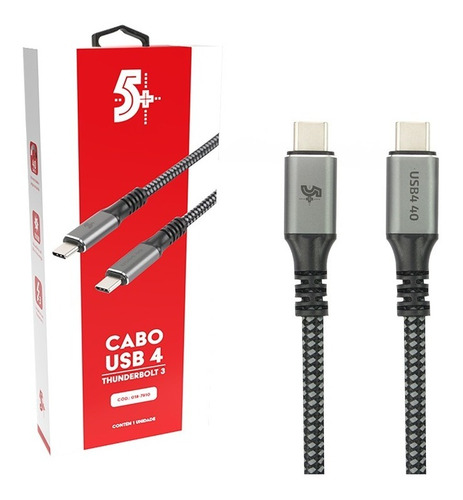 Cabo Tipo C Usb-c 100w 5k 40gbps Xps Thunderbolt3 1m