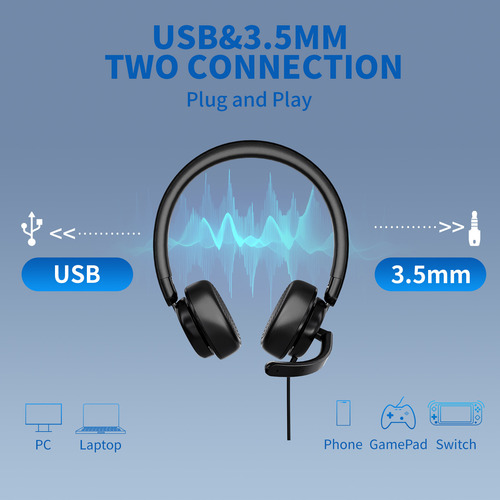 Auriculares Usb Con Micrófono Para Pc Portátil