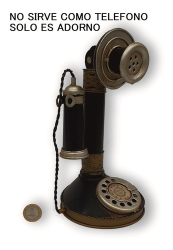 Telefono Vela Antiguo Adorno Metal Coleccion 13 X 26 Cm