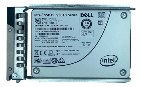 Ssd Dell Dc-3610 1.6tb 6g 2,5 Sata 02cc4n 2cc4n R420 R430 R510 R610 R620 R630 R710 R720 R730 R730xd R820 R910 R920 R930 T630 T640 T710 @ Prateado