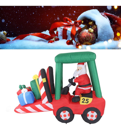 Papai Noel Inflável Em Empilhadeira Com Luz Led