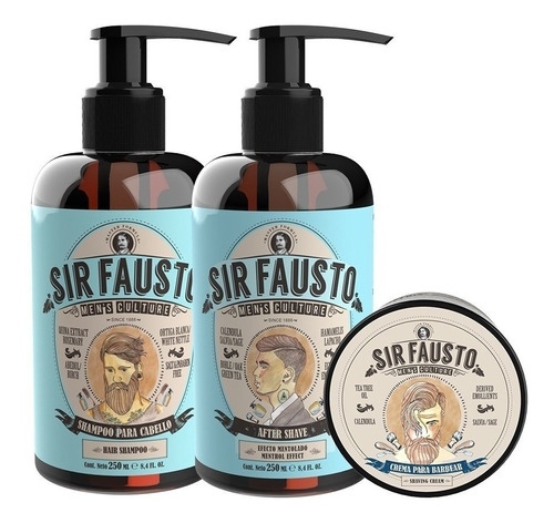Shampoo Cabello + Crema Afeitar + After Sir Fausto Barberia