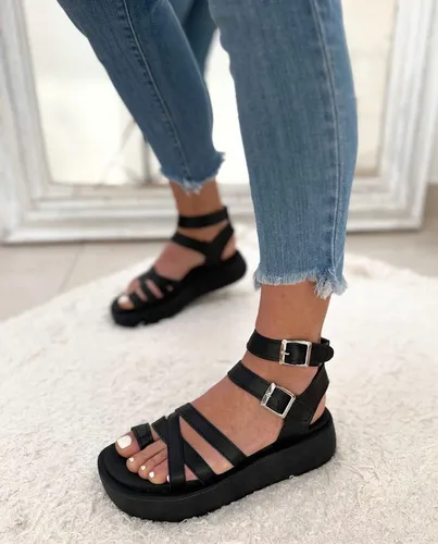 Sandalias Mujer Bajas Doble Tiras Y Hebillas Verano Env o gratis