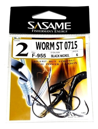 Anzuelo Sasame Worm N° 2, 6 Unidades