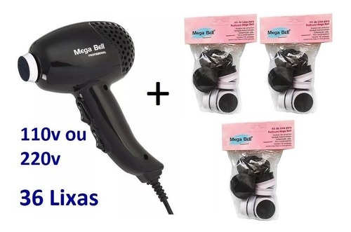 Pedicuro Profissional Lixa Elétrica Pés + 36 Lixas Preto