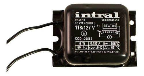 Reator Eletromagnétic Para 1 Lâmpada Uv De 11w Pl 2 Pin 220v