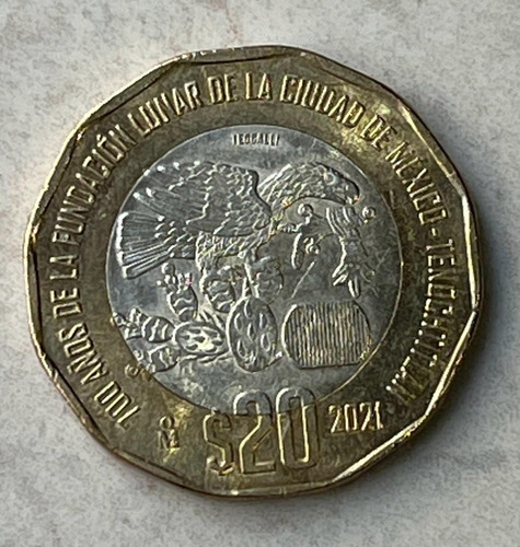 Moneda 20 Pesos 700 Años De La Fundación Lunar 2021