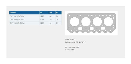 Junta Tapa De Cilindros Ford Ka Fiesta 1.3cc