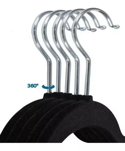  Kit 50 Cabides de Veludo 360° Antideslizante para Roupas  (Preto) : מוצרי חשמל