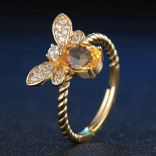 Anillo Oro 18k Plata Y Citrino Amarillo !!!!!!!!