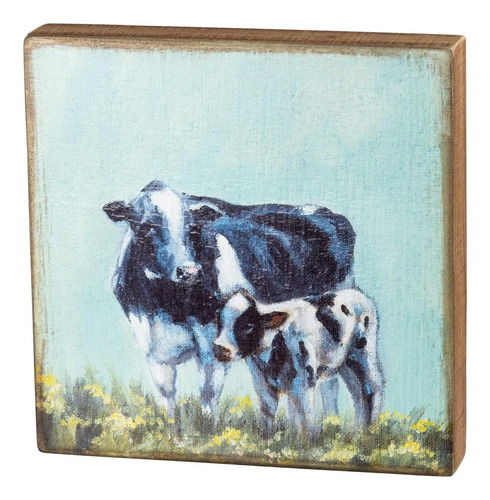 Primitivas De Kathy Cow Y Barry Box Sign, 10 X 10 X 175