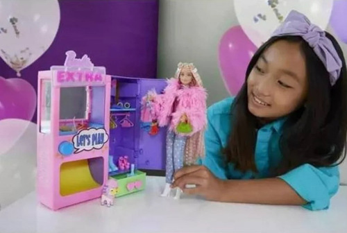 Conjunto Brinquedo Armário Glam Máquina De Moda Para Boneca - Acompanha 20 Acessórios E Animal De Estimação Pet Cachorro Cachorrinho - Barbie Extra - Mattel Brinquedos
