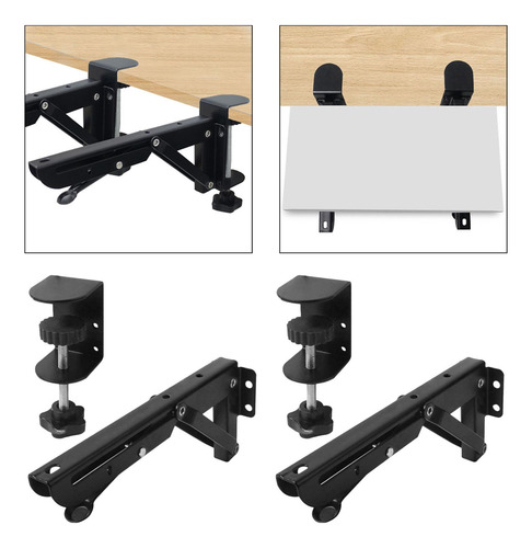 2 Pçs Sob A Bandeja De Teclado De Mesa Braçadeira 9x4,3cm