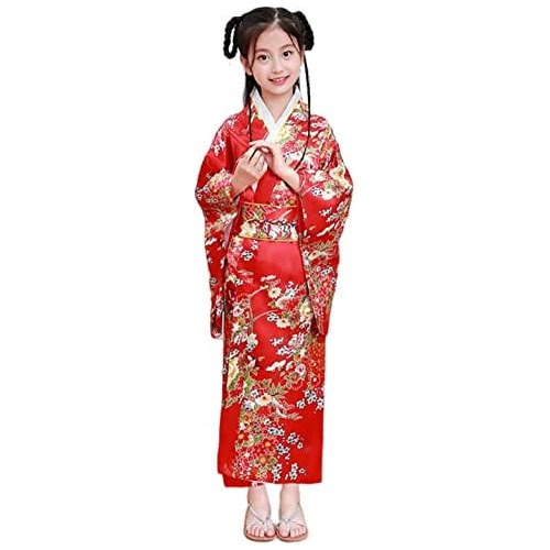 Disfraz De Geisha Niñas Vestido De Kimono De Lujo Flor...