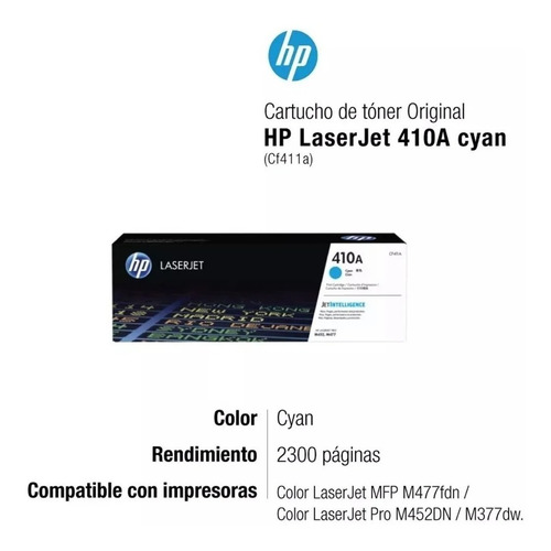 Imagen 2 de 5 de Toner Hp 410a Cf411a Cf412a Cf413a Colores Hp M477 M452