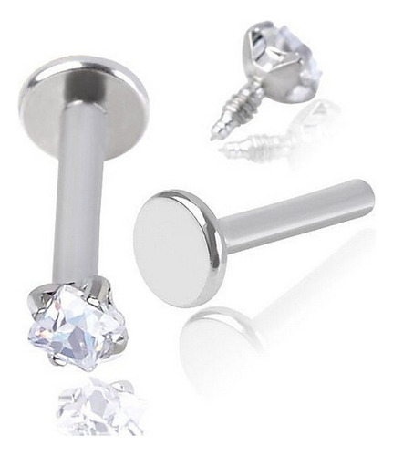 Y 4 Piezas De Plata Tragus Lip Ring Ear Stud 3mm