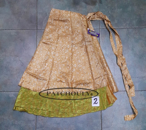 Imagen 3 de 9 de Pollera 3/4 Mil Formas Seda Hindú Estampada Doble Capa Video