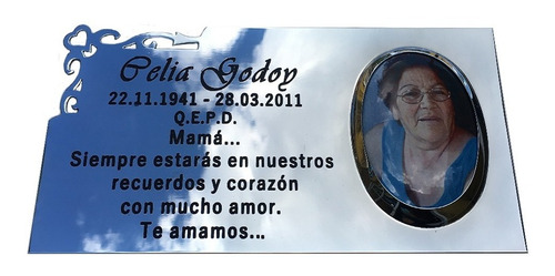 Imagen 3 de 5 de Placa Recordatoria 25x12cm Para Fallecido Con Foto 6x9.