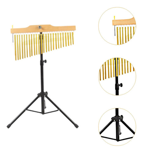 Percusión De Campanillas De Viento, Rack Negro De 25 Notas