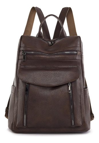 Mochila De Piel Sintética #fashion De Gran Capacidad, Retro,