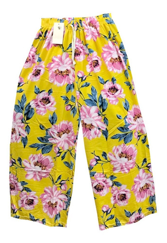 Pantalones En Flores Para Dama En Algodón Cintura Ajustable