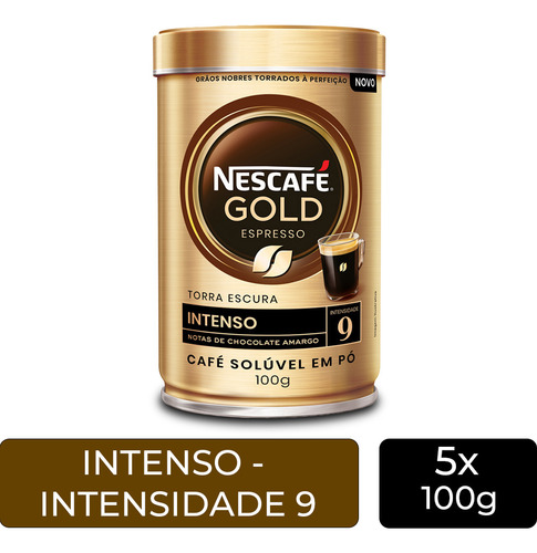Café Solúvel Nescafé Gold Intenso Kit 5 Latas De 100g