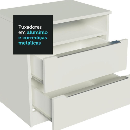 Mesa De Cabeceira Madesa 3227091 Com 2 Gavetas Cor Branco