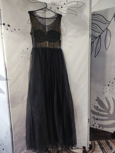 Vestido De Fiesta Importado Negro Y Dorado (Usado)