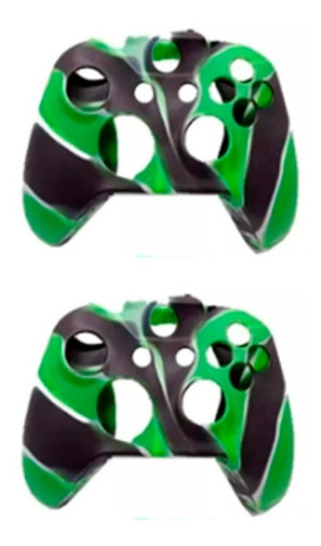 2 Fundas Silicon Camuflaje Verde Control Xbox One Y 4 Grips