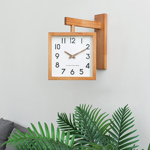Reloj Colgante De Doble Cara, Fácil De Color Madera Claro