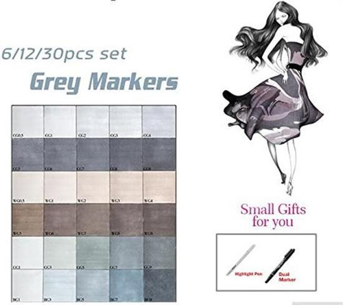 30 Colores Marcador De Arte En Escala De Grises Marcadores A