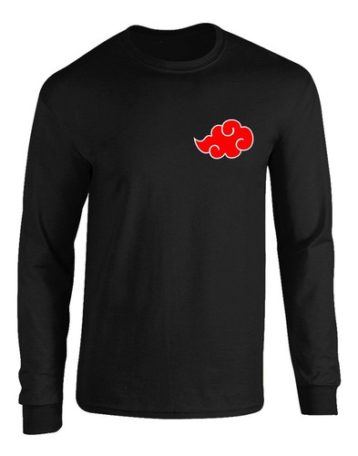 Camibuso Negro Camiseta Manga Larga Símbolo Akatsuki Naruto