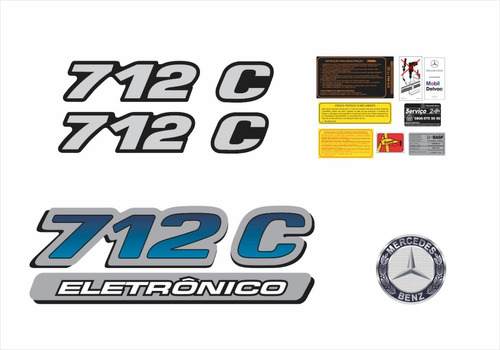 Kit Completo Adesivo Emblema Resinado Mercedes Benz 712c Cor PADRÃO