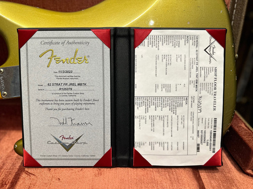 Fender Masterbuilt Todd Krause 1962 Stratocaster Floydrose Destro Dourado-escuro Ébano (Usado)