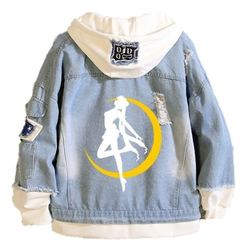 Chamarra Vaquera Con Capucha Sailor Moon Lindo Moda Casual