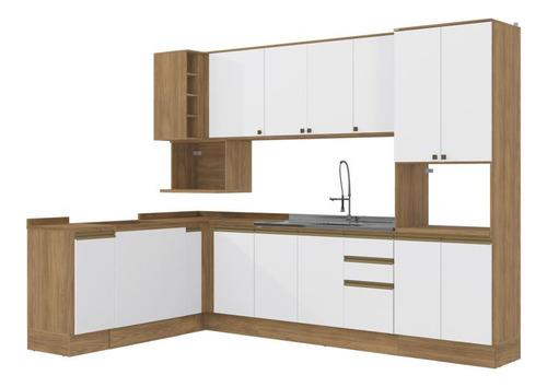 Cozinha De Canto Modulada Celeste Kappesberg 100% Mdf Branco