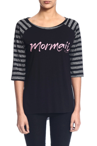 Camiseta Blusa Básica Listrada Manga 3/4 Mormaii 345900254