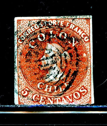 Primera Emisión Año 1854. N° 5 Sellos Postales De Chile Primera Emisión Año 1854. N° 5 Sellos Postales De Chile