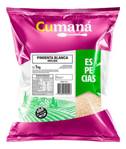 Pimienta Blanca Molida Cumana Bolsa Sin Tacc X 1 Kg