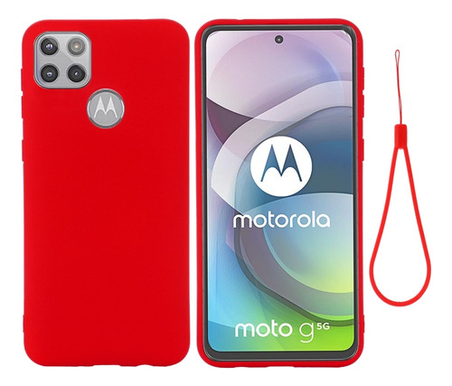 Funda De Silicona Líquida Roja Para Motorola Moto G 5g